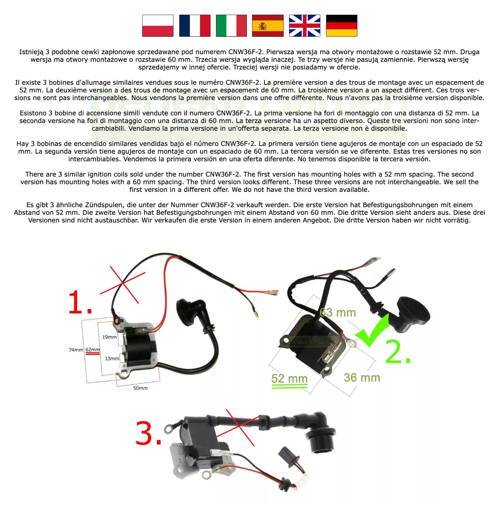 Cewka zapłonowa kompatybilna z CNW36F-2 / CNW 36 F -2E do multitool wykaszarki