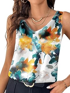 Women 2025 Silk Satin Tank Tops Dressy V Neck Camisole Blouse Casual Sleeveless Cami Summer Tanks Shirt
