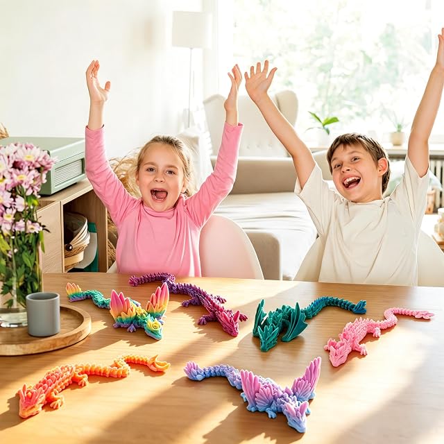 Foto 5 de 8 de JOYIN Juego de 6 piezas de dragón impreso en 3D, juguete de huevo de dragón 3D para cumpleaños infantiles