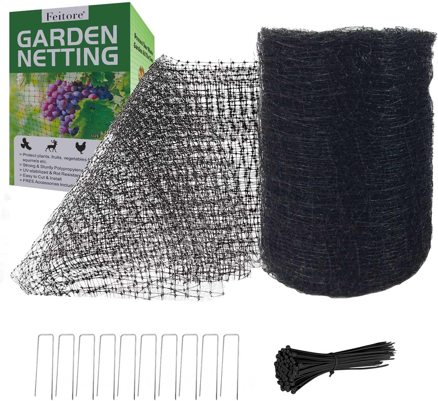 Feitore Deer Fence Netting, 7 x 100 Feet Anti Bird Deer Protection Net Reusable Protective Garden Netting for Plants Fruit Trees Vegetables Against Birds and Other Animals