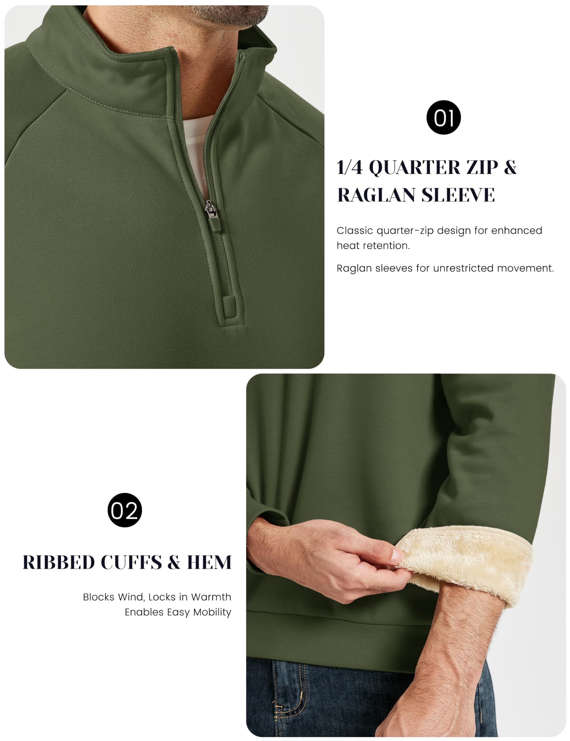 MAGCOMSEN Herren Fleecepullover Pullover Sweatshirt Winter Pullover
