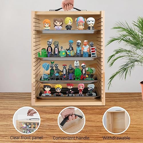 Miniatura 4 de Miniaturas vitrinas Miniaturas Caja de almacenamiento Miniaturas de madera Estuche de transporte Coleccionables Caja de viaje