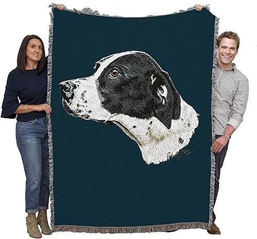 Pure Country Weavers Robert May - Manta de punto alemán de pelo corto, color negro, azul BG, manta de tapiz de algodón, fabricada en los Estados