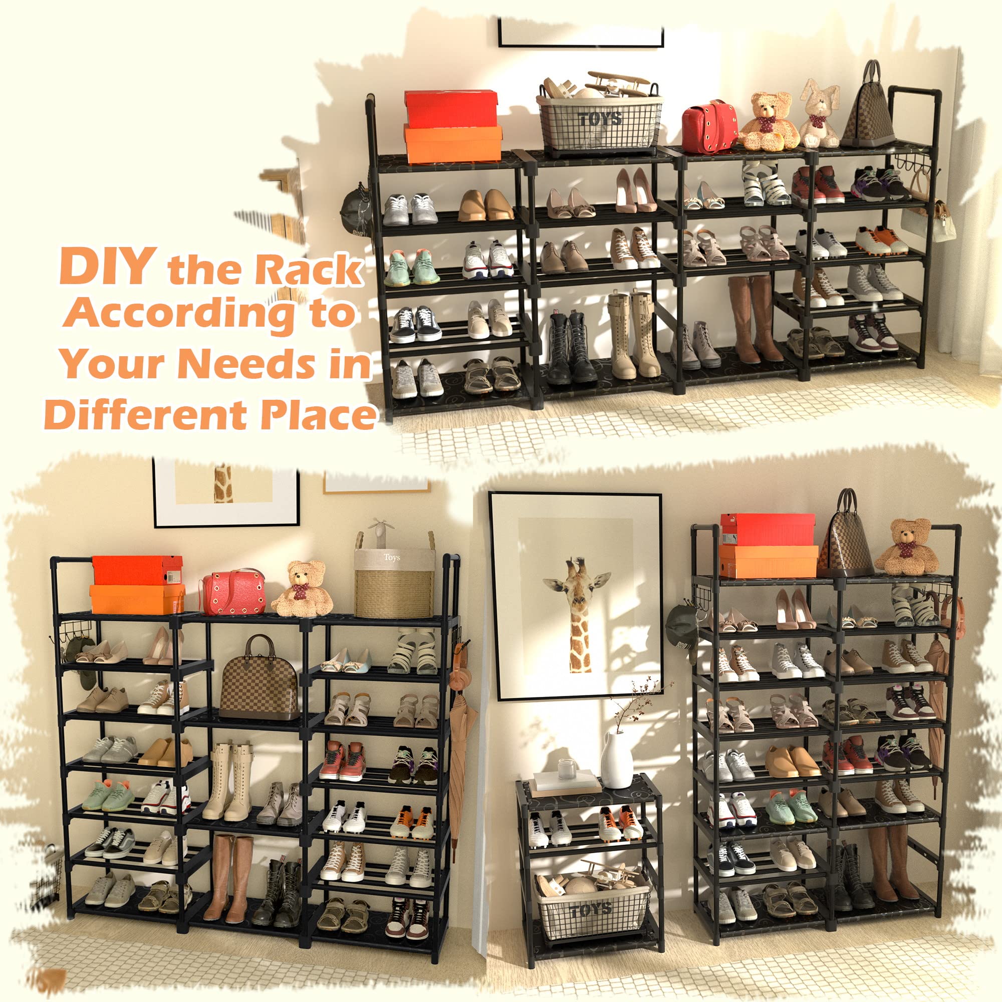 TIMEBAL Shoe Rack Shoe Organizer Storage 7 Tiers Shoe Shelf for Entryway, Holds 36-38 Pairs Shoes and Boots Shoe Organizer Shoe Tower, Stackable Large Shoe Rack for Closet Bedroom Hallway Garage