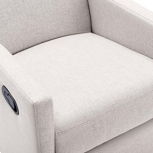 Miniatura 9 de Moderna silla reclinable giratoria, tapizada de lino, reclinable, para sala de estar, oficina en casa (bronceado)