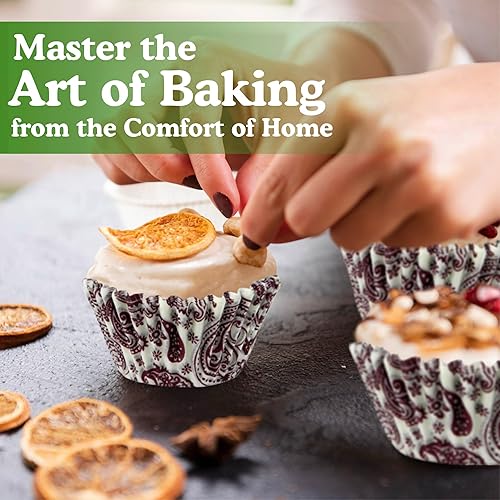 Vista 181 de Regency Wraps Vasos para hornear de grado profesional a prueba de grasa, paquete de 40 unidades, revestimientos estándar, lunares azul cobalto