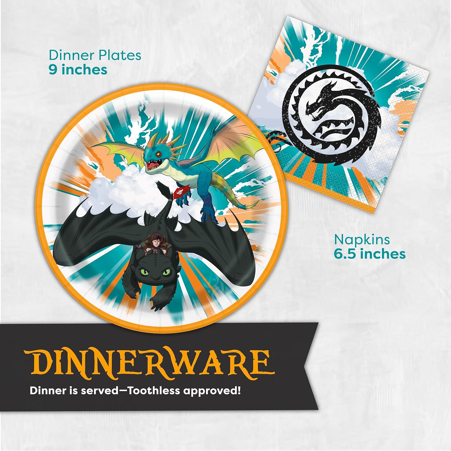 How to Train Your Dragon Party Supplies & Decorations | Banner, Tablecloth, Character Masks, Plates, Napkins, Sticker | Officially Licensed