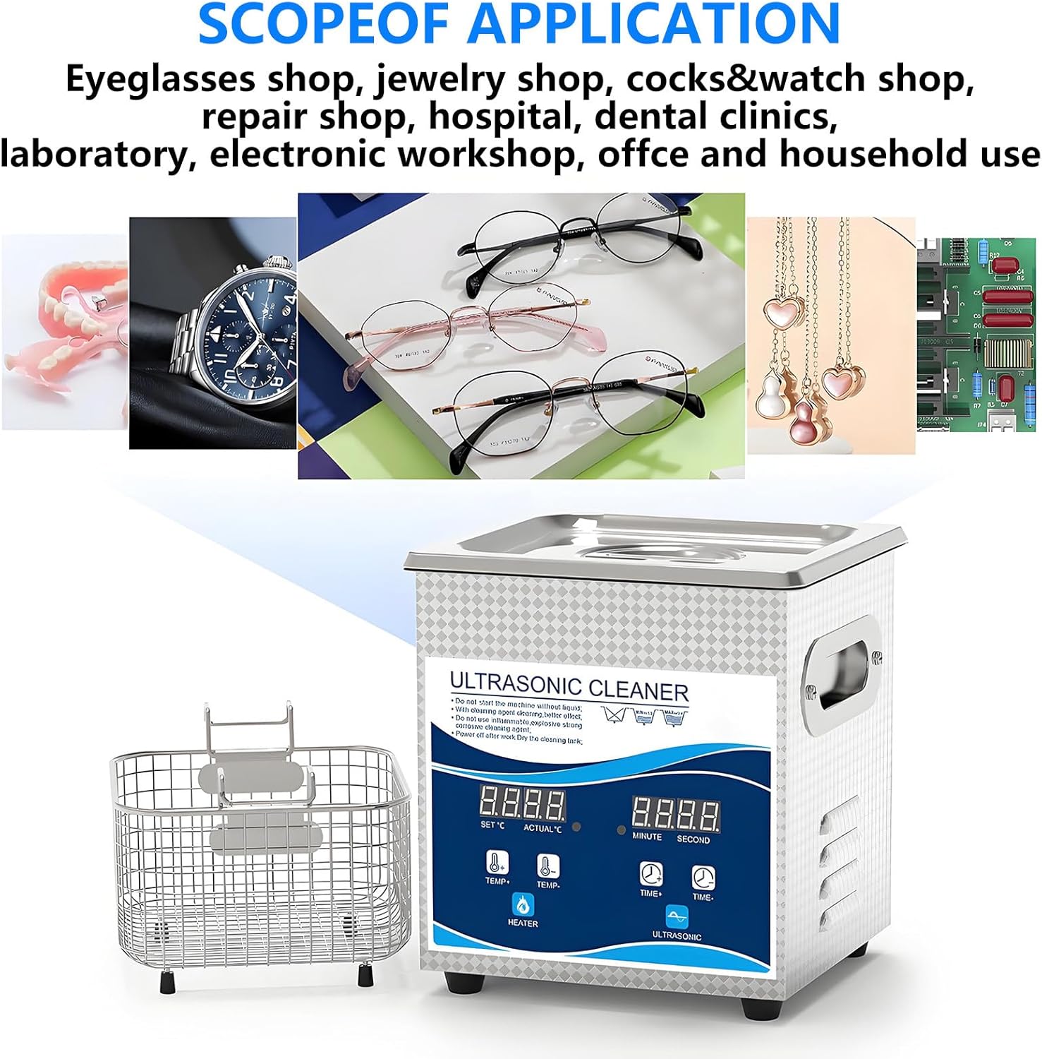 Professional Ultrasonic Cleaner 30L with Heater & Timer, Stainless Steel Digital Ultrasonic Cleaning Machine for Lab Tools & Parts, Includes Basket for Retainers & Accessories