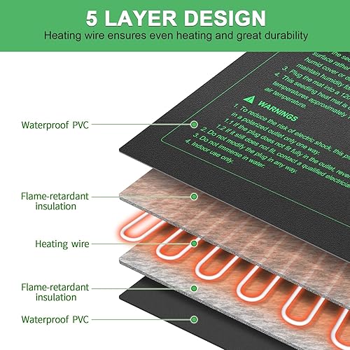 Vista 15 de Bestio Tapete térmico de plántulas de 10 x 20.75 pulgadas, impermeable, para inicio de semillas, tapete de calentamiento para germinación