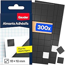 GAUDER Adhesive Magnets - Small Square Magnets for Notes, Photos and Creative Projects - Self Adhesive Magnetic Plates for Light Objects (300pcs - 10x10x2mm)