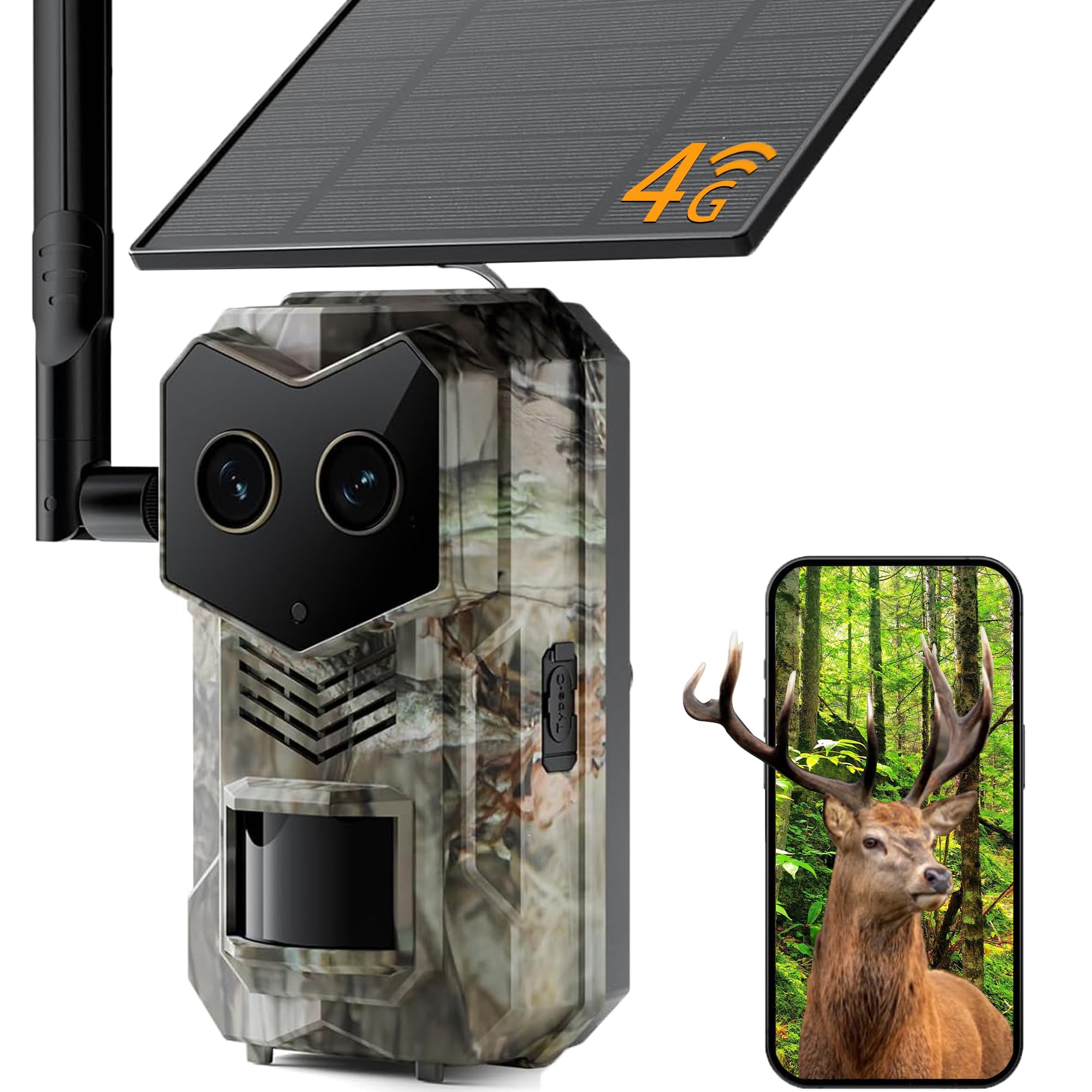 2025 Upgraded 4G Cellular Trail Camera with GPS,Dual Lens Game Camera with Night Vision, Trail Camera with Night Vision Motion Activated Waterproof,