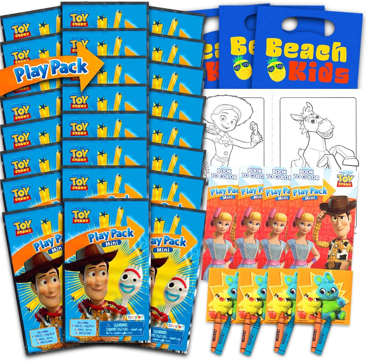 Disney Toy Story Party Favors for Kids Bundle - 24 Mini Activity Packs | Woody & Buzz Mini Play Packs with Coloring Books, Stickers, Goodie Bags, More | Bulk Toy Story Birthday Party Supplies