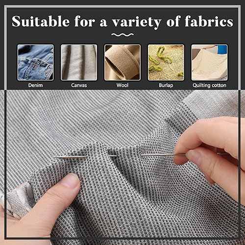 Miniatura 4 de Juego de 40 agujas de coser grandes a mano, agujas de coser largas, agujas de costura de ojos grandes con enhebrador de dedales y tubo de