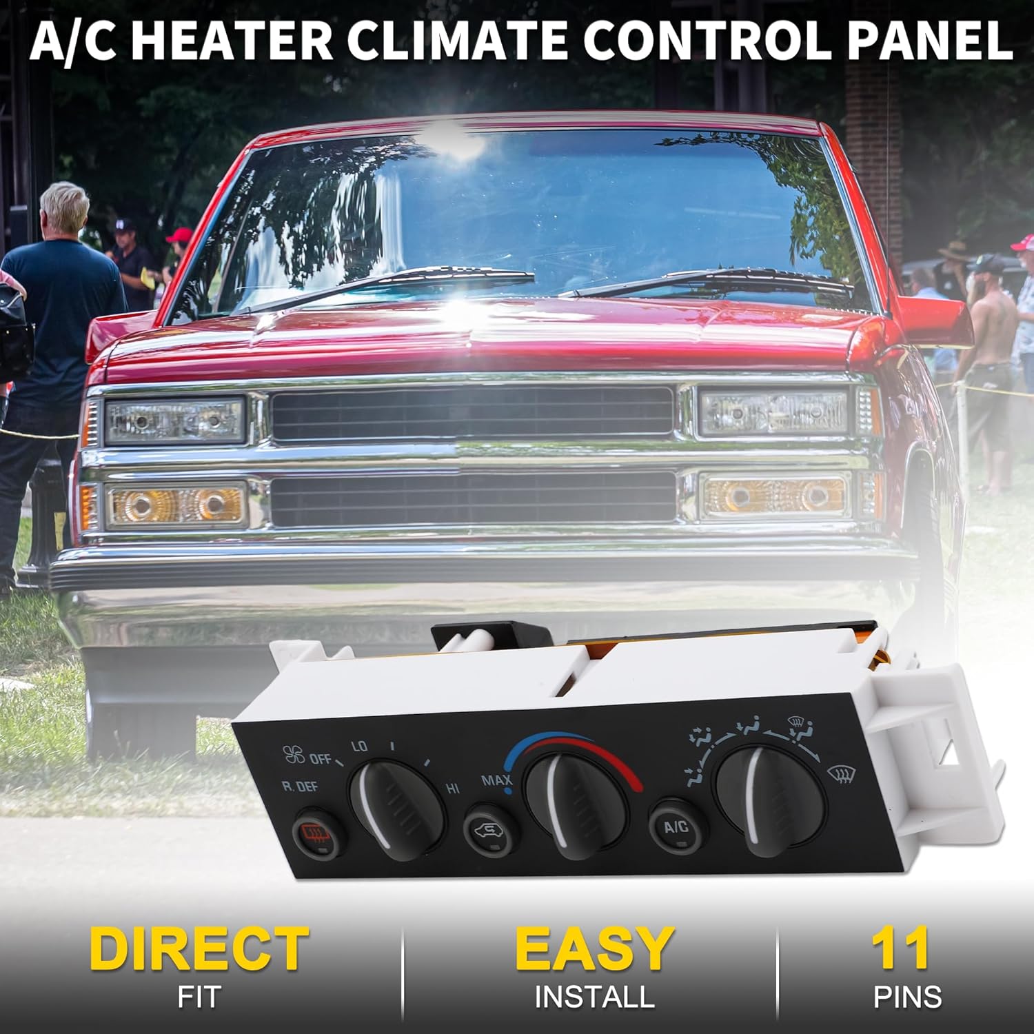A/C Heater Climate Control Panel for Chevrolet C1500 11 Pin Durable | Front A/C Heater Climate Control Module Black 1 Pcs for Chevrolet for GMC