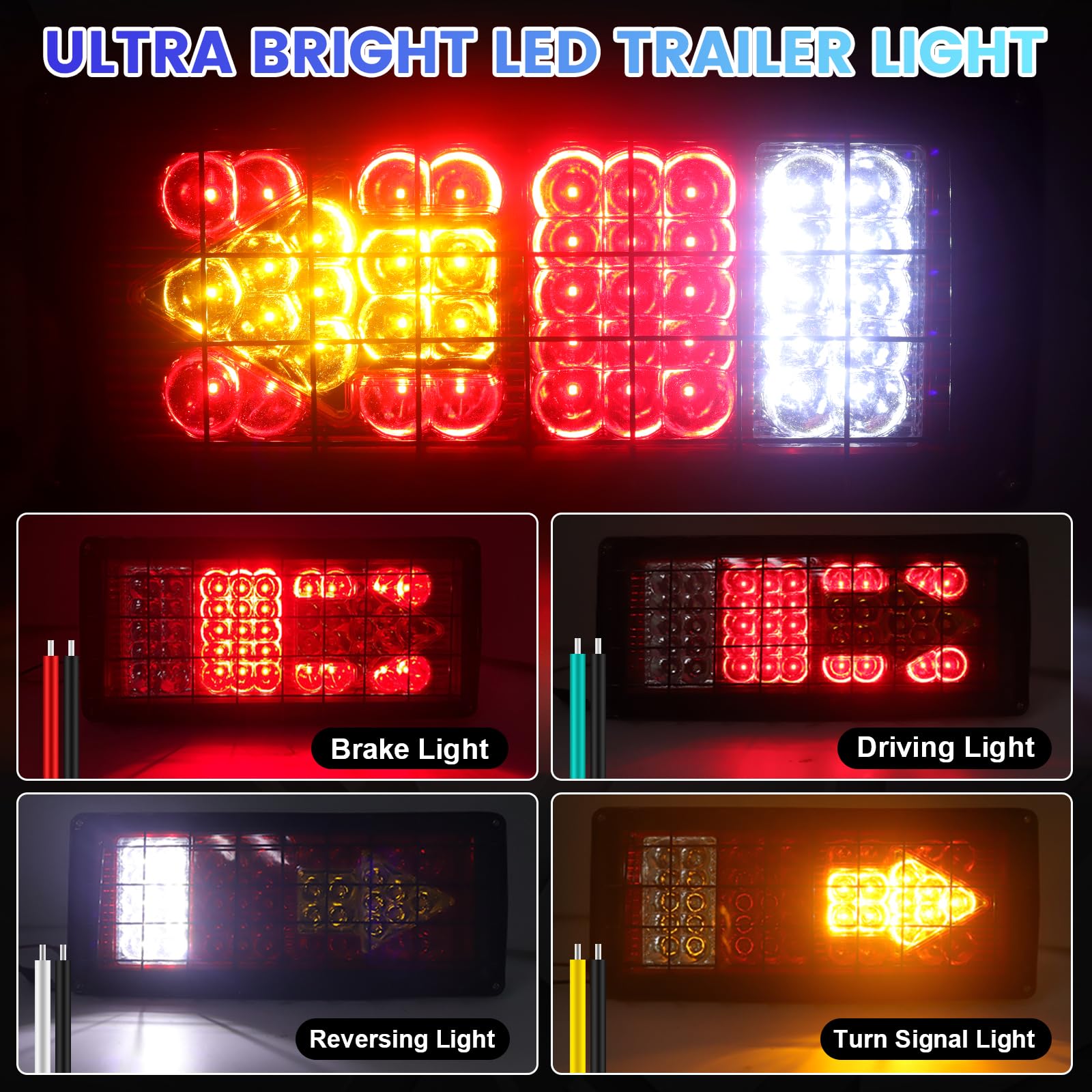 Luces traseras LED universales para remolque, camión, coche, barco, autobús (flecha cuadrada)