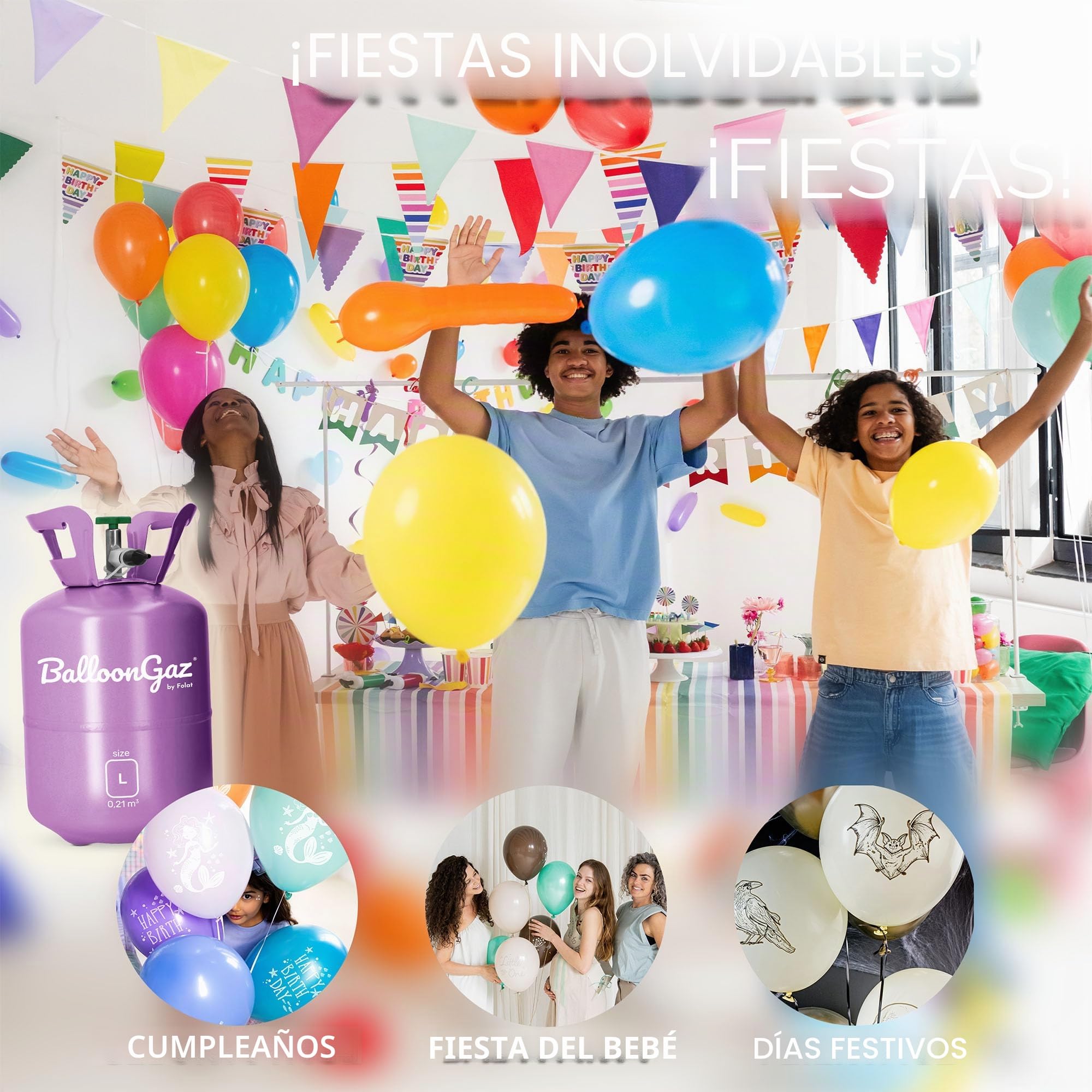 Party Fiesta Botella Helio Desechable Grande 50 Globos
