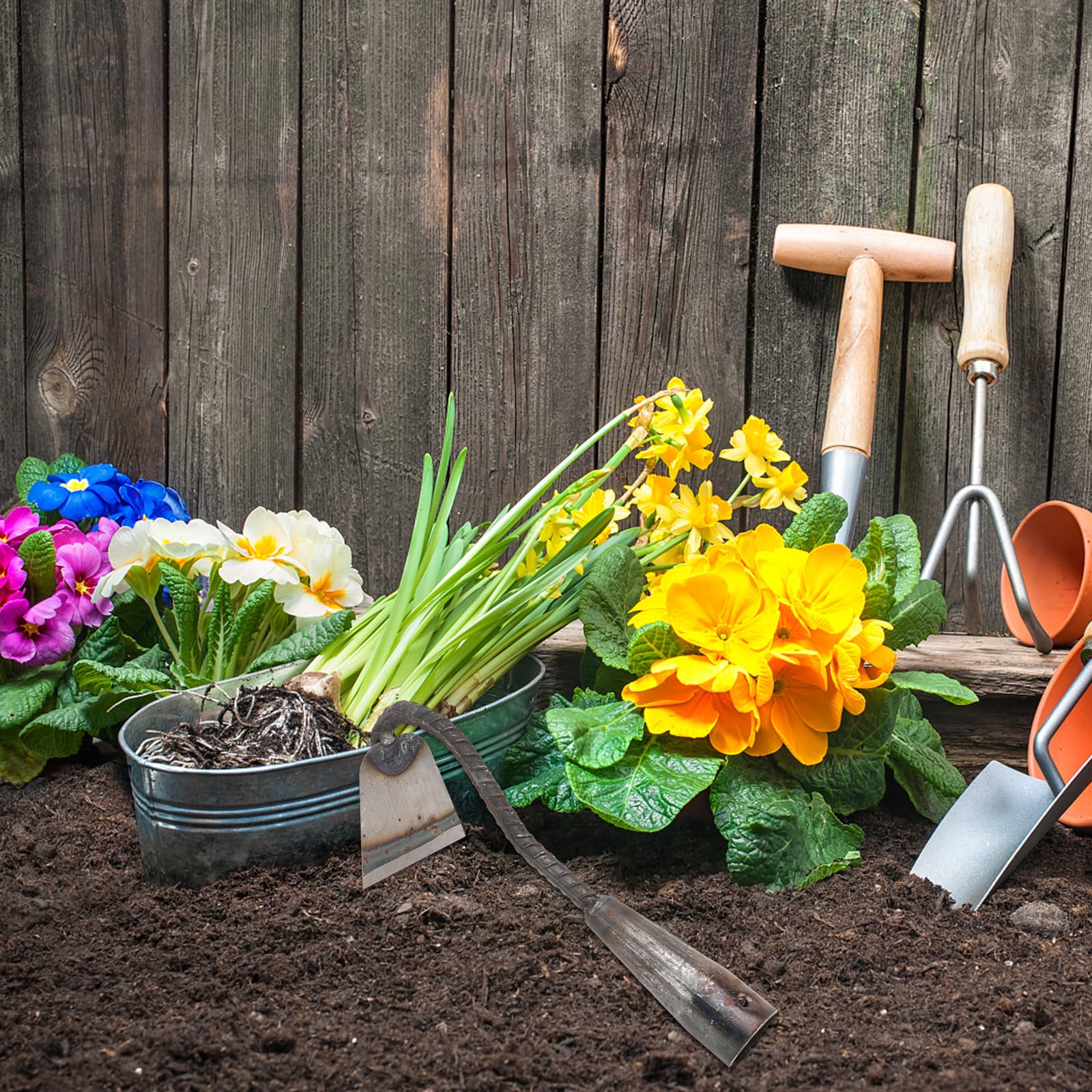 Toyvian 2 Piezas Azada para Desherbar de Acero al Manganeso, Herramienta de Jardinería y Arado, para Trasplantar y Labrar, Cómoda y Práctica, para Huerto y Cultivo