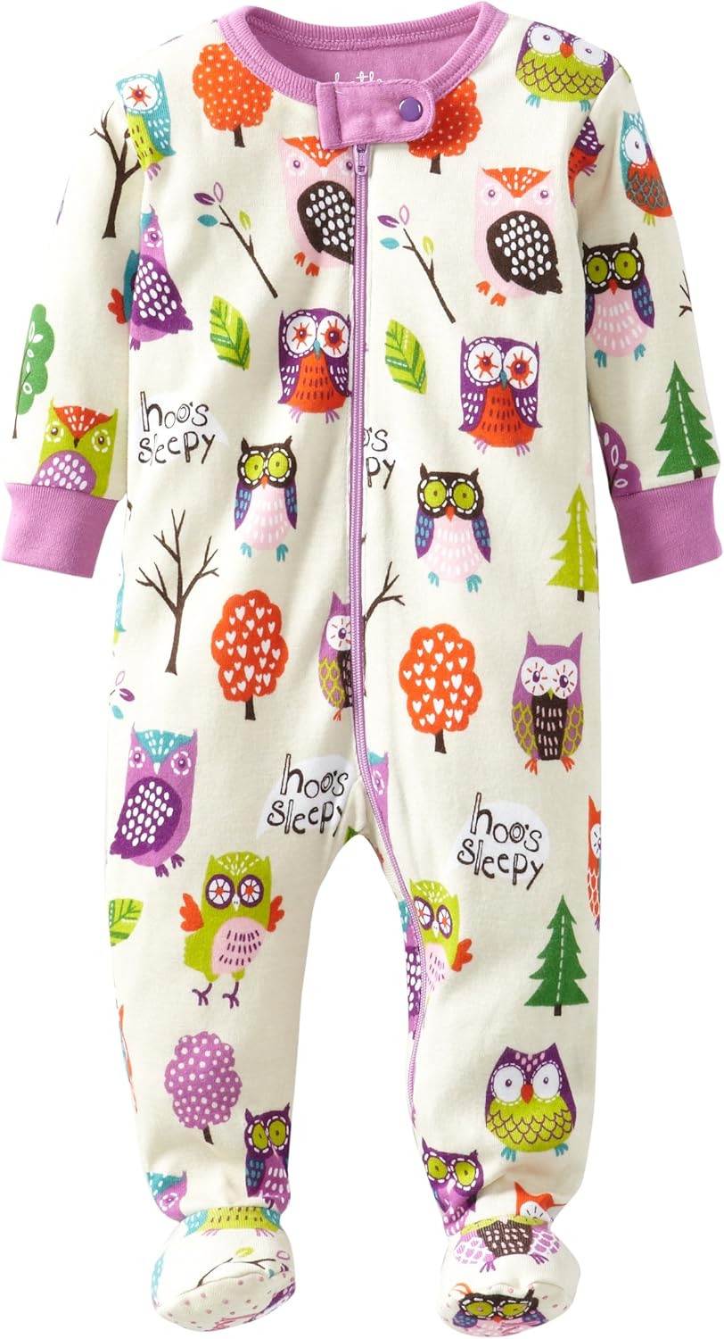 Hatley Baby Girls' Footed Coverall Party Owls Footies, OffWhite, 1824