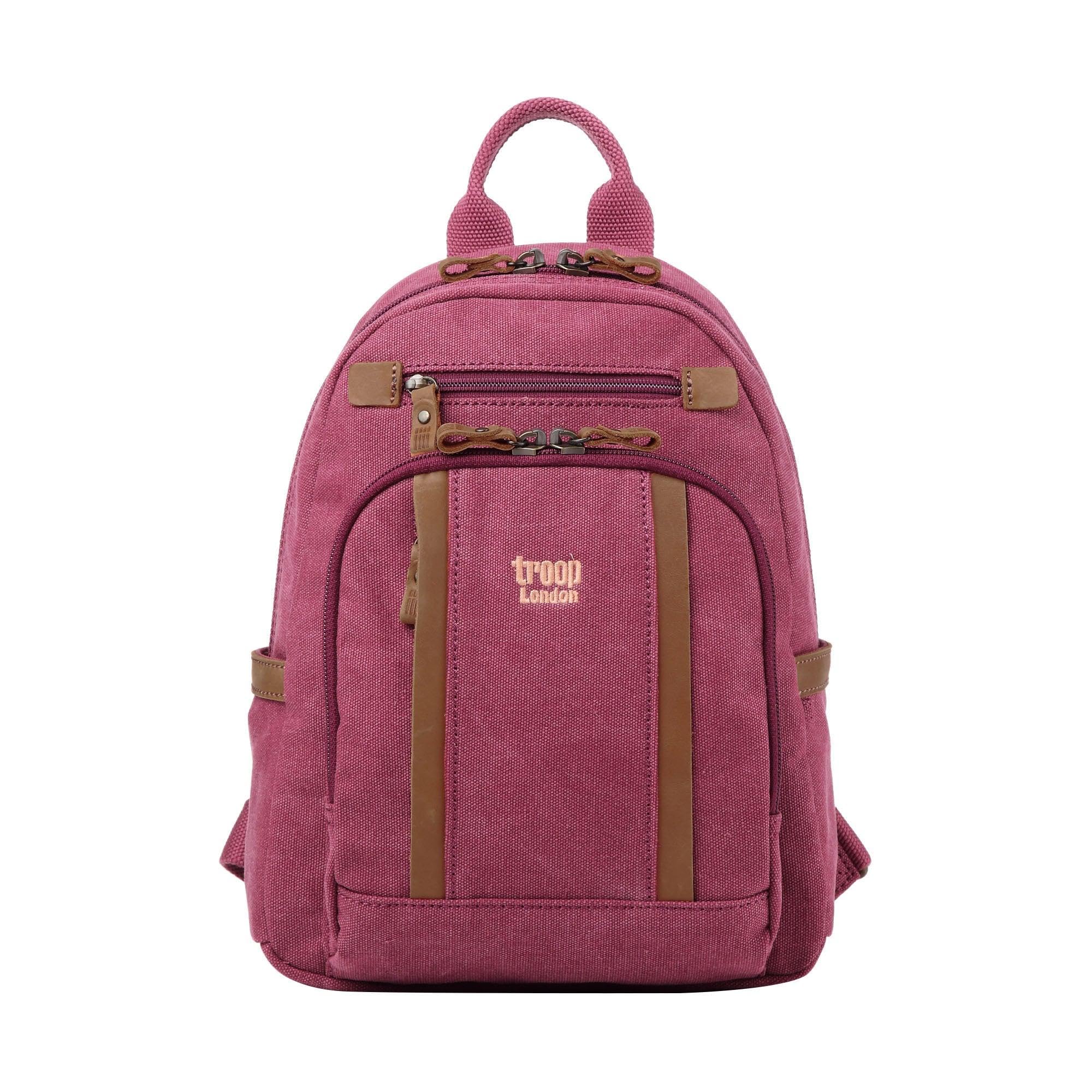 Troop London Men's Burgundy Trp0255 Classic Canvas Backpack - Small