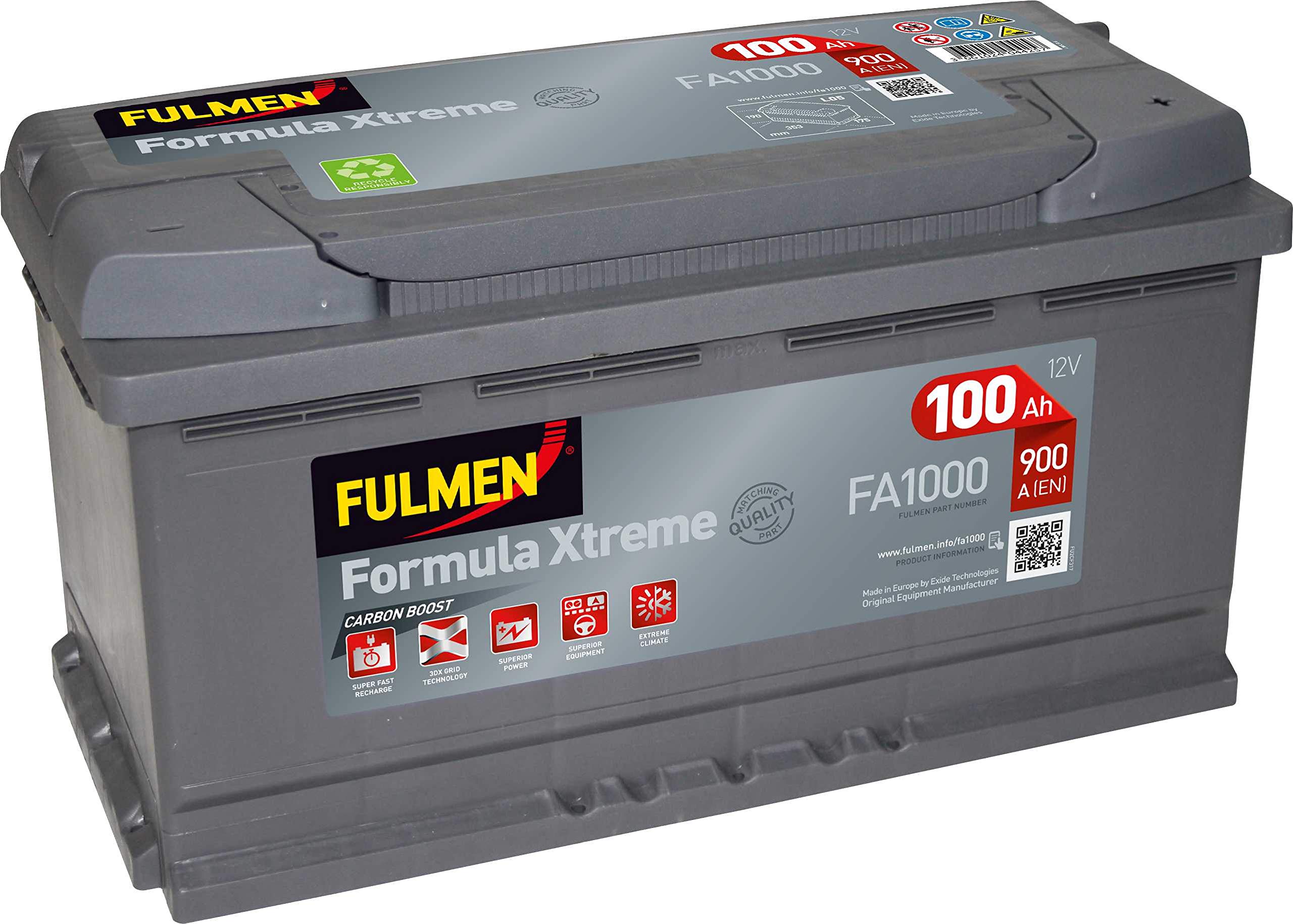 Fulmen – Batterie voiture FA1000 12 V 100 Ah 900 A