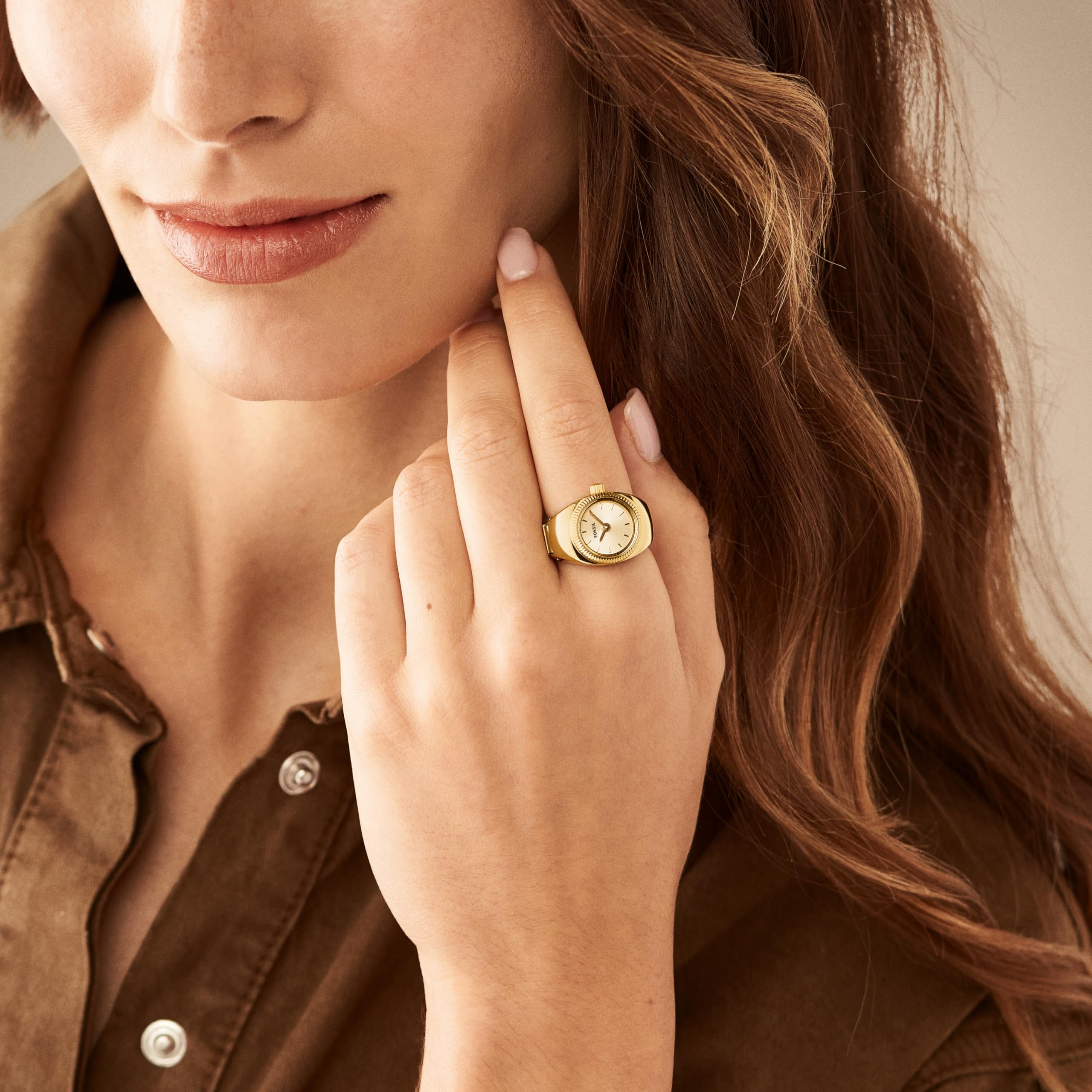 FOSSIL Montre Ring pour Femmes, Mouvement à Quartz à Deux Aiguilles avec Bracelet en Acier Inoxydable