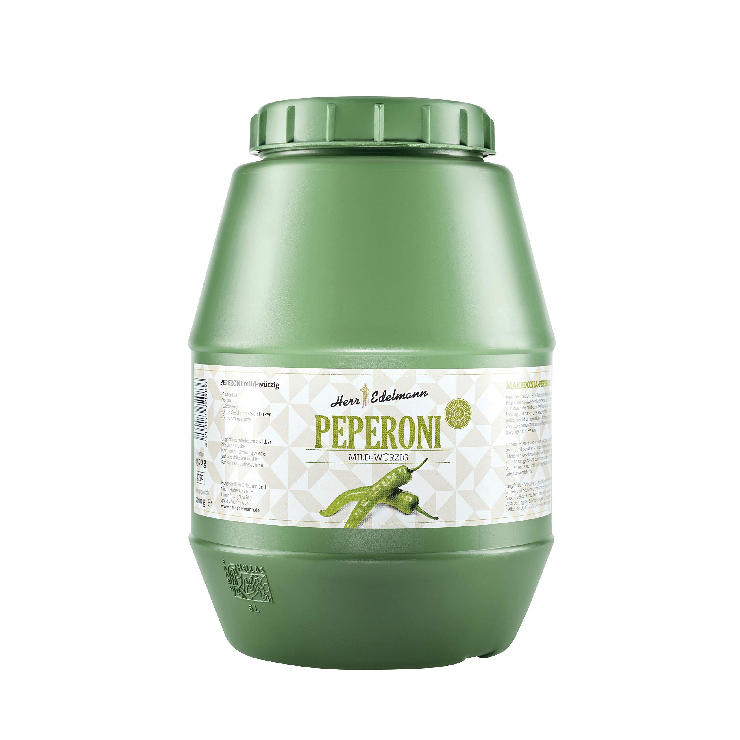 Herr Edelmann Original griechische Peperoni pikant - mild - Füllmenge 4500 g (Abtropfgewicht 2100 g) (1)