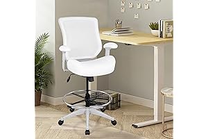 BOLISS White Ergonomic Drafting Chair for Tall People