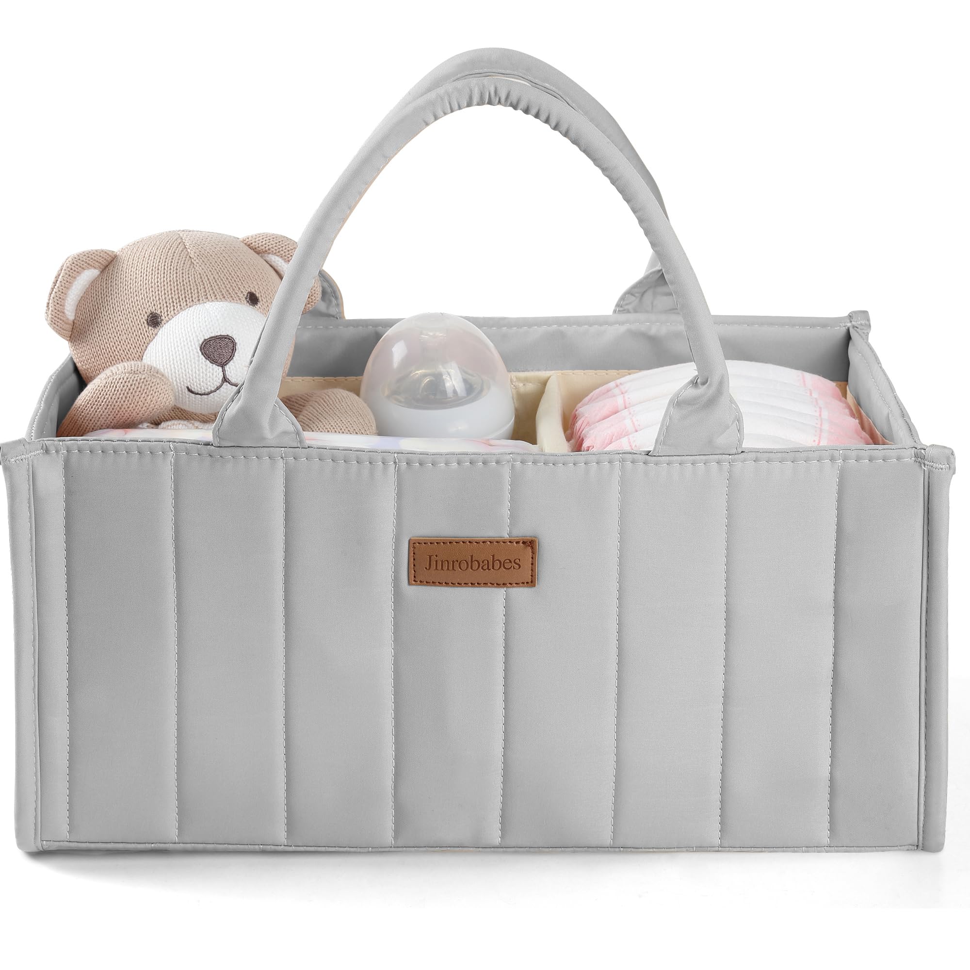 Jinrobabes Wickeltasche Organizer, Baby Aufbewahrungskorb mit Herausnehmbaren Fächern, Windeltasche als Geschenk für Neugeborene & Babyparty, Wickeltisch Organizer für Neugeborene Mütter Verwendet
