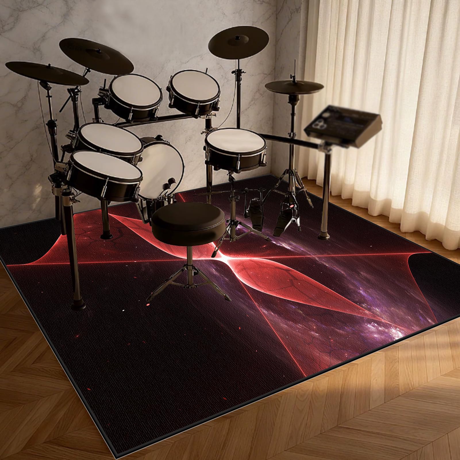 120 x 80 cm, dywanik bębnowy, antypoślizgowa, dźwiękoszczelna mata, prostokątna, do perkusji akustycznych, mata bębnowa, dźwiękoszczelny dywan dla perkusistów, mata podłogowa bębna, koc