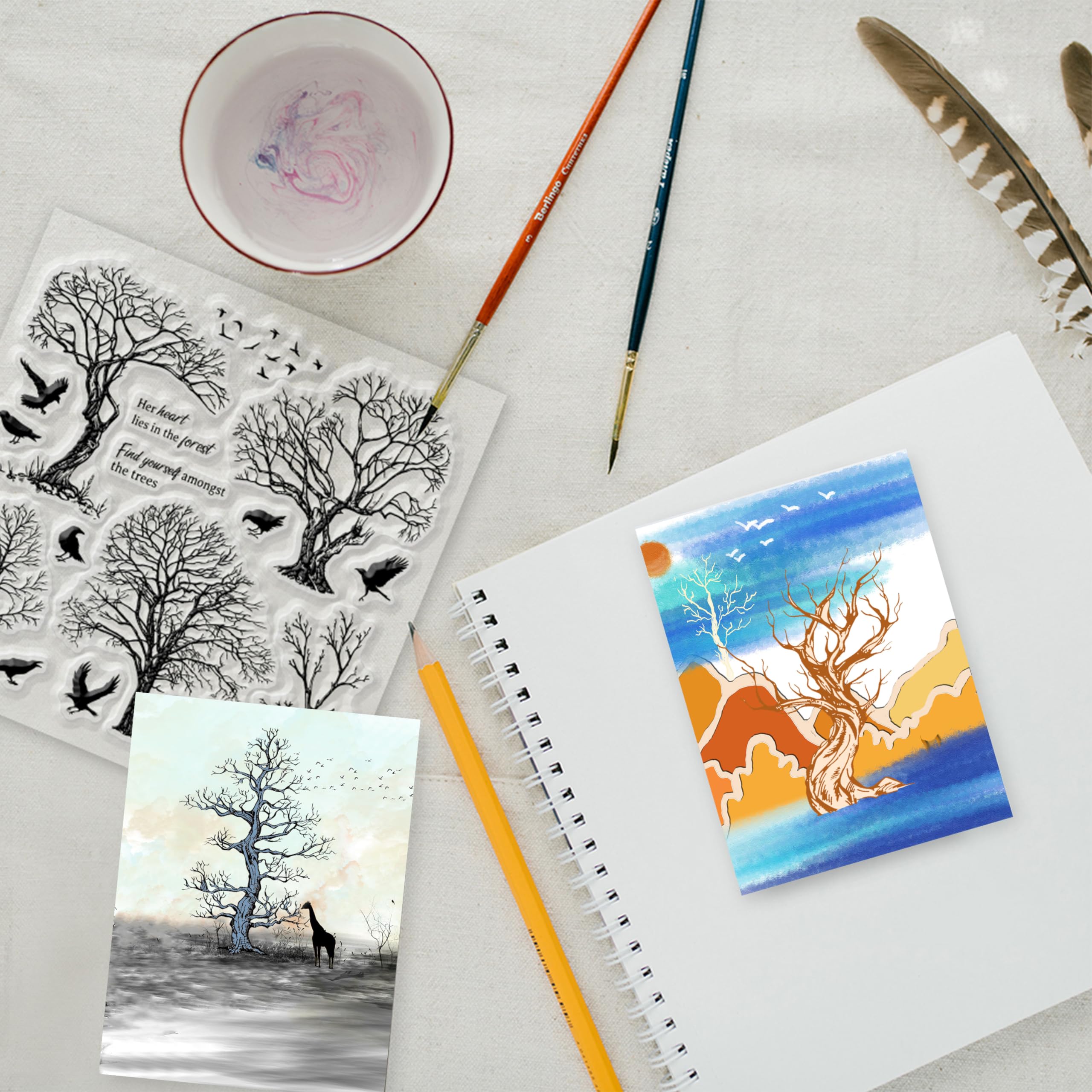 Halloween Tree Clear Stamps Set - Withered Tree Silicone Stamps For Scrapbooking, Card Making, Journal DIY