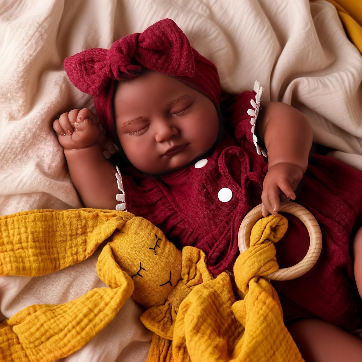 BABESIDE Lifelike Reborn Baby Dolls Black Girl - 20 Inch Soft Feeling Realistic-Newborn Baby Dolls Cute Real Life Baby Doll with Gift Box for Kids Age 3+