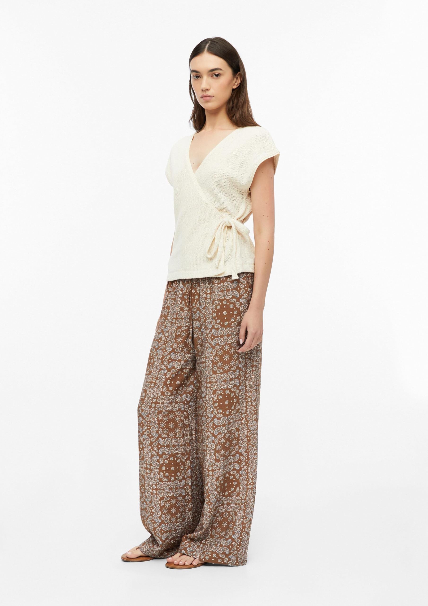 s.Oliver Damen Hose Strukturierte Wide-Leg-Hose aus Viskosemix