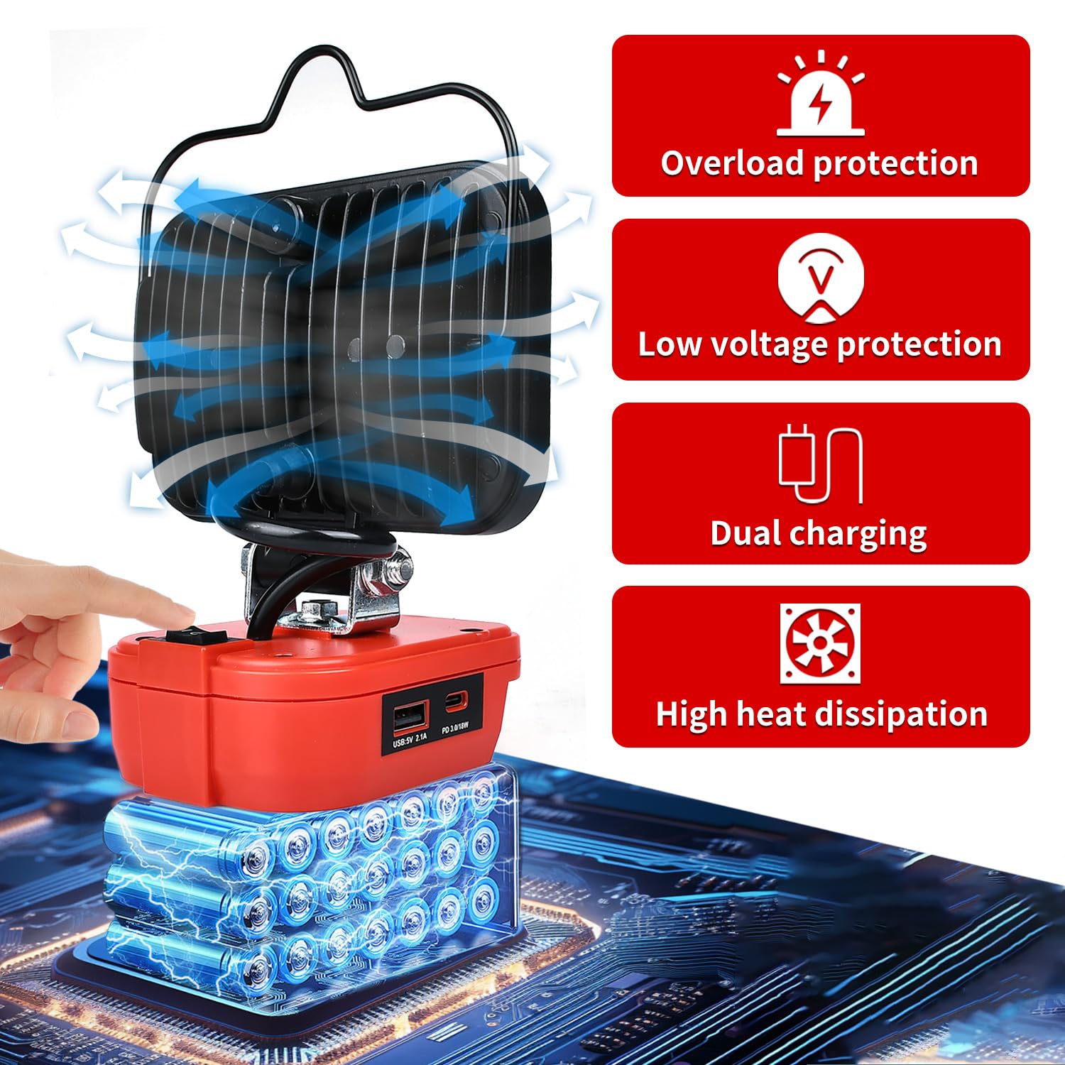Cordless LED Work Light for Milwaukee 18v Battery,80W Portable