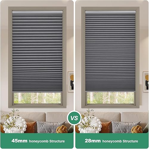 Miniatura 4 de Toanture - Persianas celulares opacas sin cordones, opacas con panal de abeja, persianas para ventana, aislamiento térmico de 1.8 pulgadas,