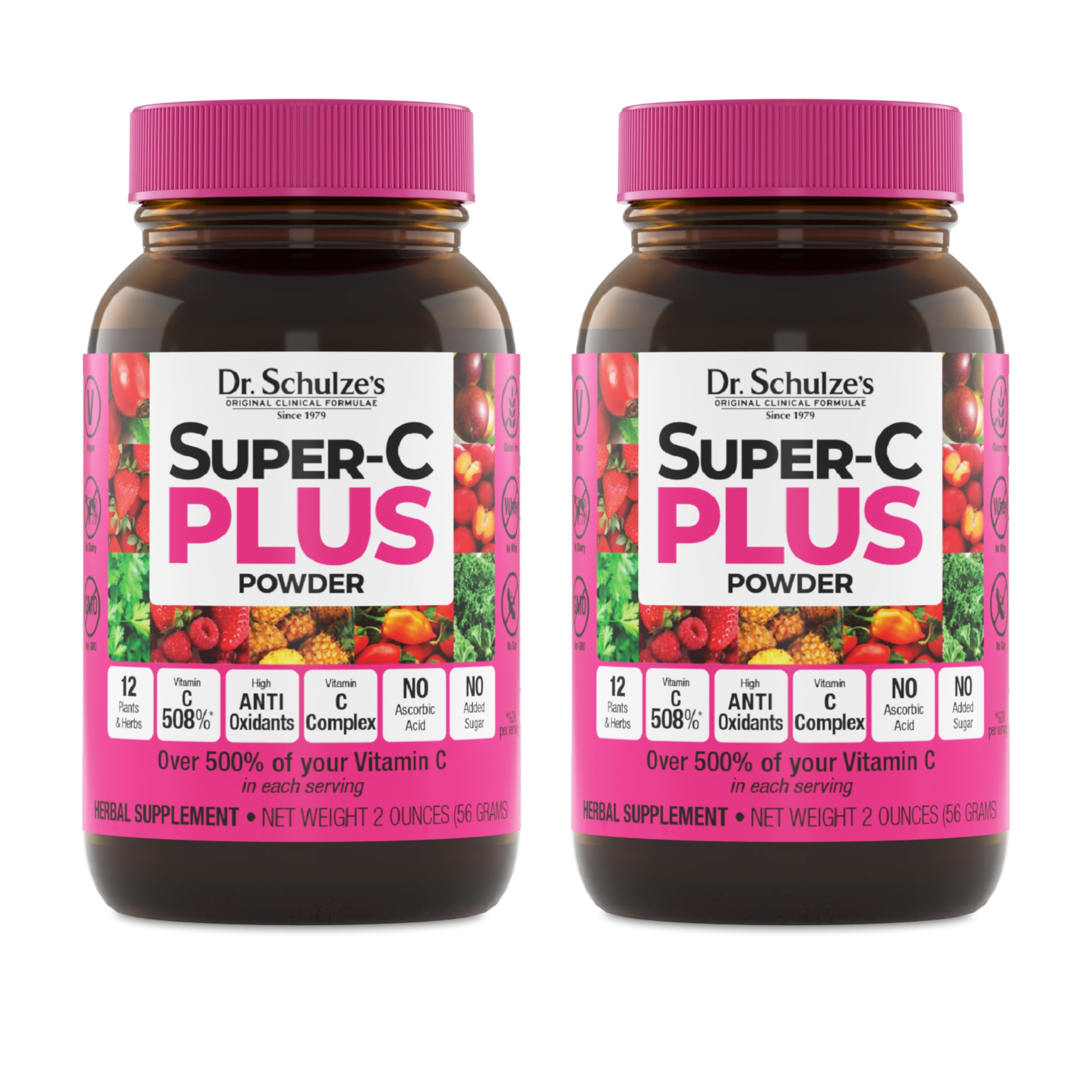 Dr. Schulze's Super-C Plus Vitamin C Immune Support 2 oz, 2 Pack Mixed Berry 2 Ounce (Pack of 2)