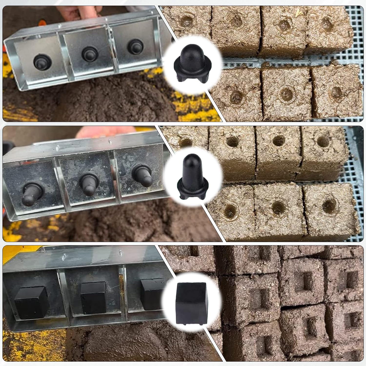 8-Cell Manual Presse Motte pour semis, Blocs de Terre manuels 5x5cm, avec germoir et Gants pour Le repiquage des graines en Serre