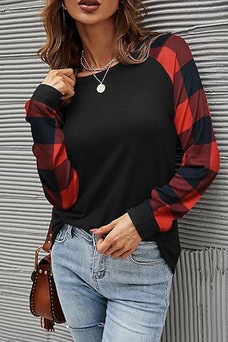 Miniatura 4 de Aifer - Camisas de manga larga para mujer con cuello redondo, tops casuales, ajustados, de moda, trendy, túnicas, conjuntos de ropa