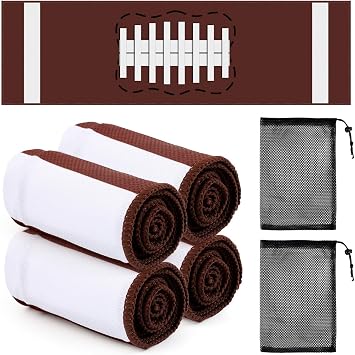 YLOLUL 4 Pcs Football Towels Soccer Chilly Towel for Neck and Face 40"x12" Cooling Ice Towel with Bags for Baseball Basketball Sport Team Gift Party Favors
