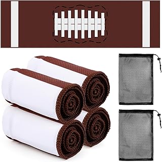 YLOLUL 4 Pcs Football Towels Soccer Chilly Towel for Neck and Face 40"x12" Cooling Ice Towel with Bags for Baseball Basketball Sport Team Gift Party Favors