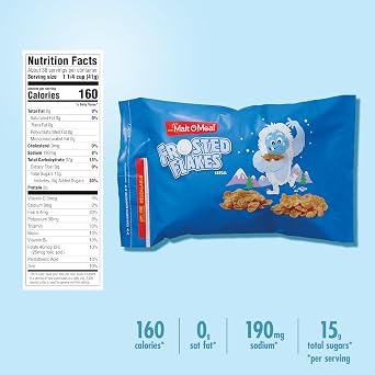 Malt-O-Meal Frosted Flakes Cereal, Frosty Flakes Breakfast Cereal, Gigantic Bulk Pack Cereal for Family, 1.5L Resealable Cereal Bag