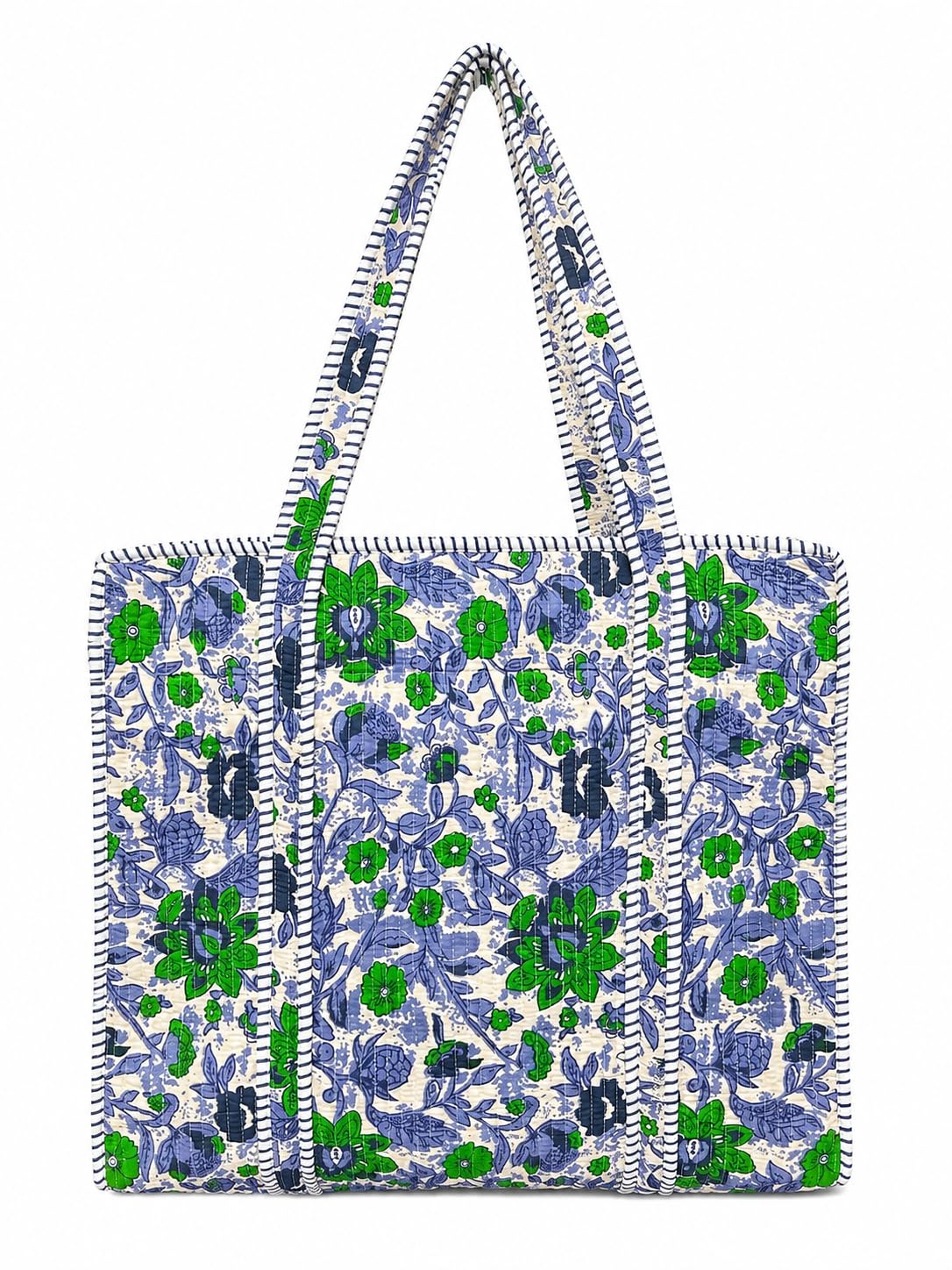 Handmade Quilted Cotton Tote Bag Block Print 16x16 Inches-picture-20