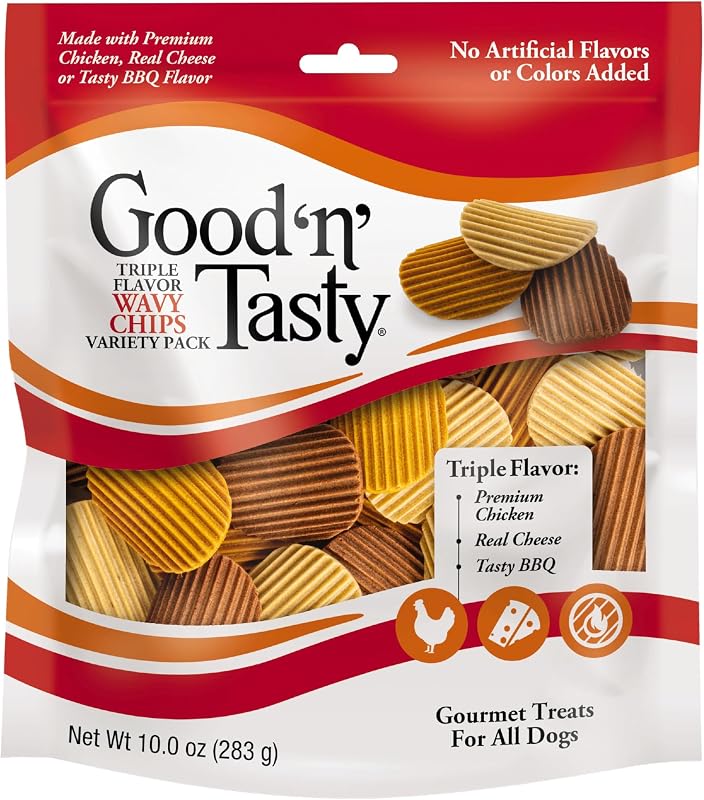 Petisco para Cães Good ‘N’ Tasty Wavy Chips com Três Sabores, 283 g