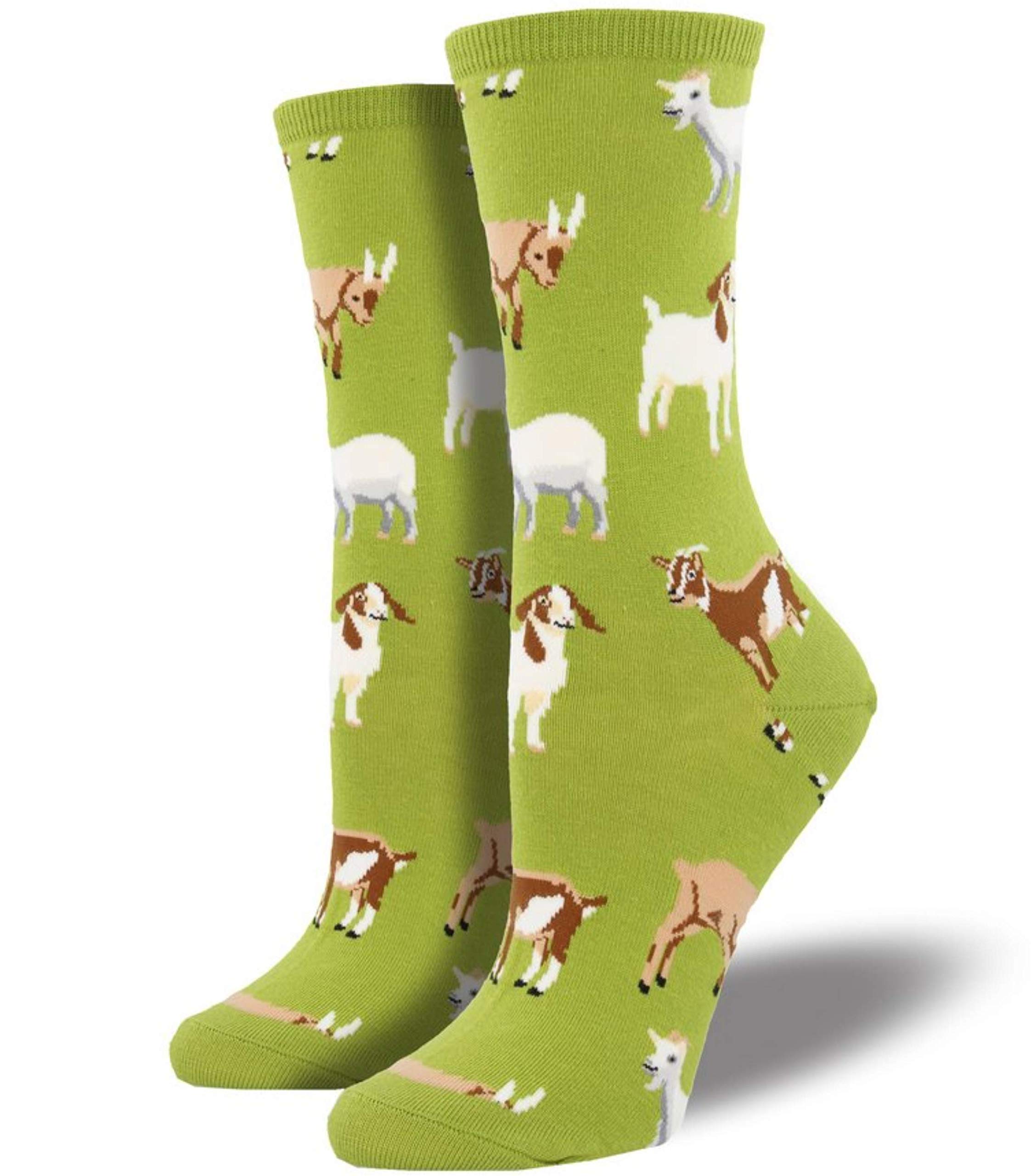 Socksmith Women's Fern Green 'Silly Billy' Goat Design Socks One Size Goat Lover Gift Stocking Filler