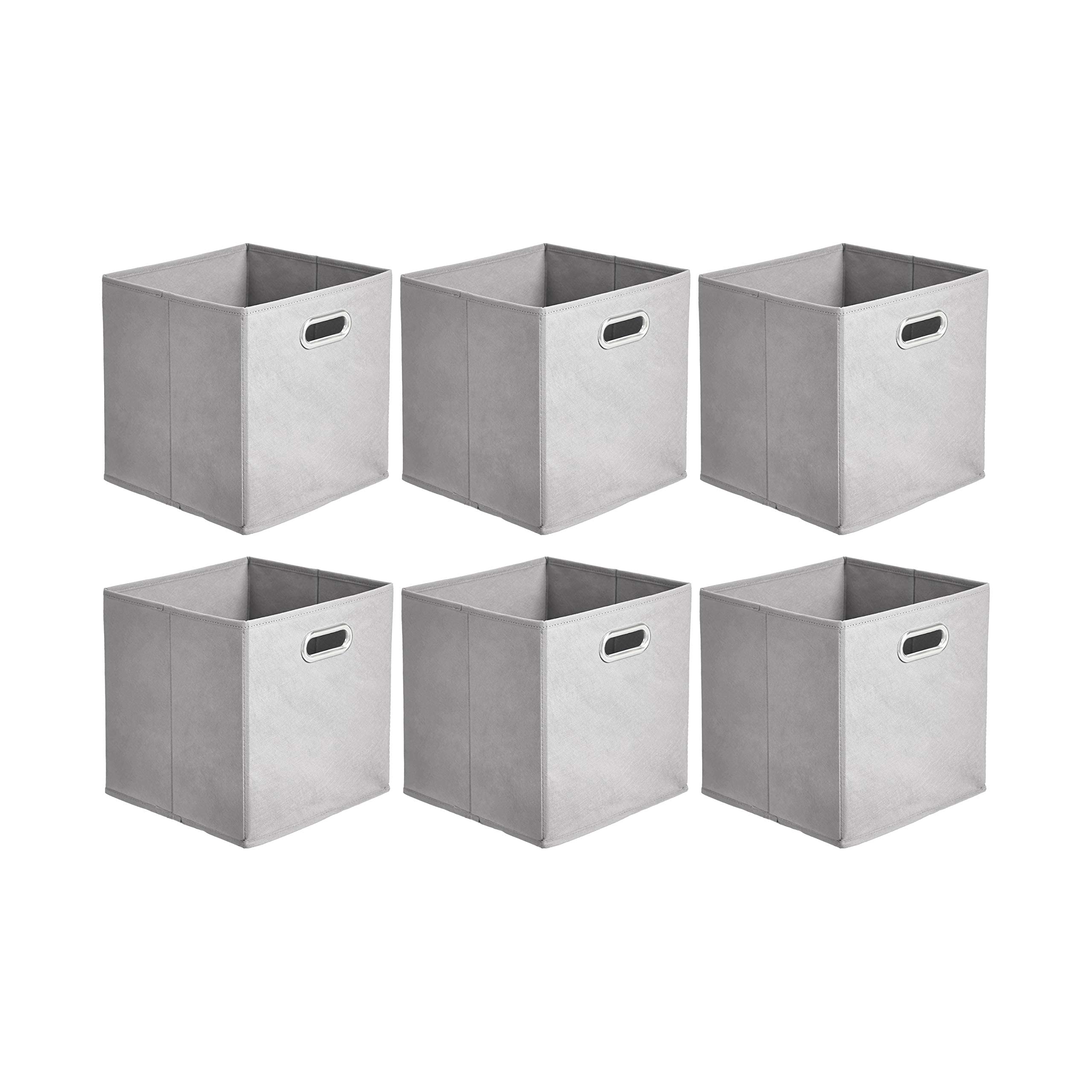 Sponsored Ad – Collapsible Fabric Storage Cubes with Oval Grommets - 6-Pack, Light Grey