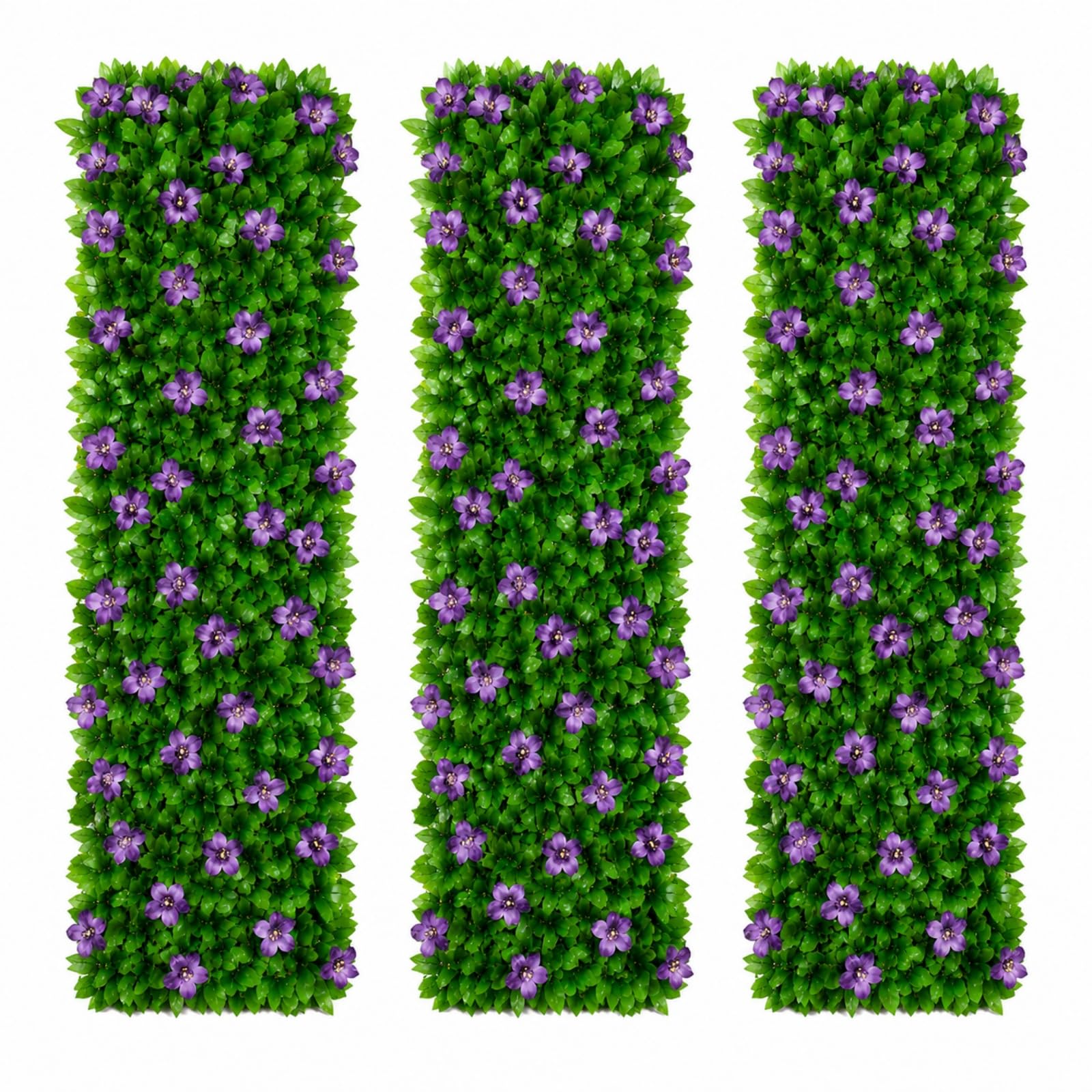 Zrdlqllcjxy Violets*3 Garden Trellis With Leaves, Expanding Garden Trellis Panels, Artificial Trellis Screening With Ivy And Violet Flower, Artificial Ivy And Violet Flower Fence Screening (Violets*3)
