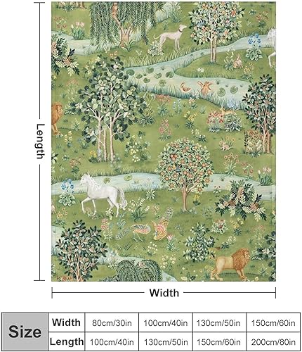 Miniatura 2 de William Morris Manta floral, estampado vintage de jardín verde, manta de franela súper suave para cama y sofá, 40 x 50 pulgadas