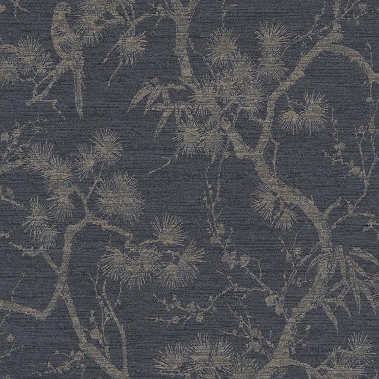 Papier peint intissé oriental anthracite bronze gris-noir Profhome 5m2