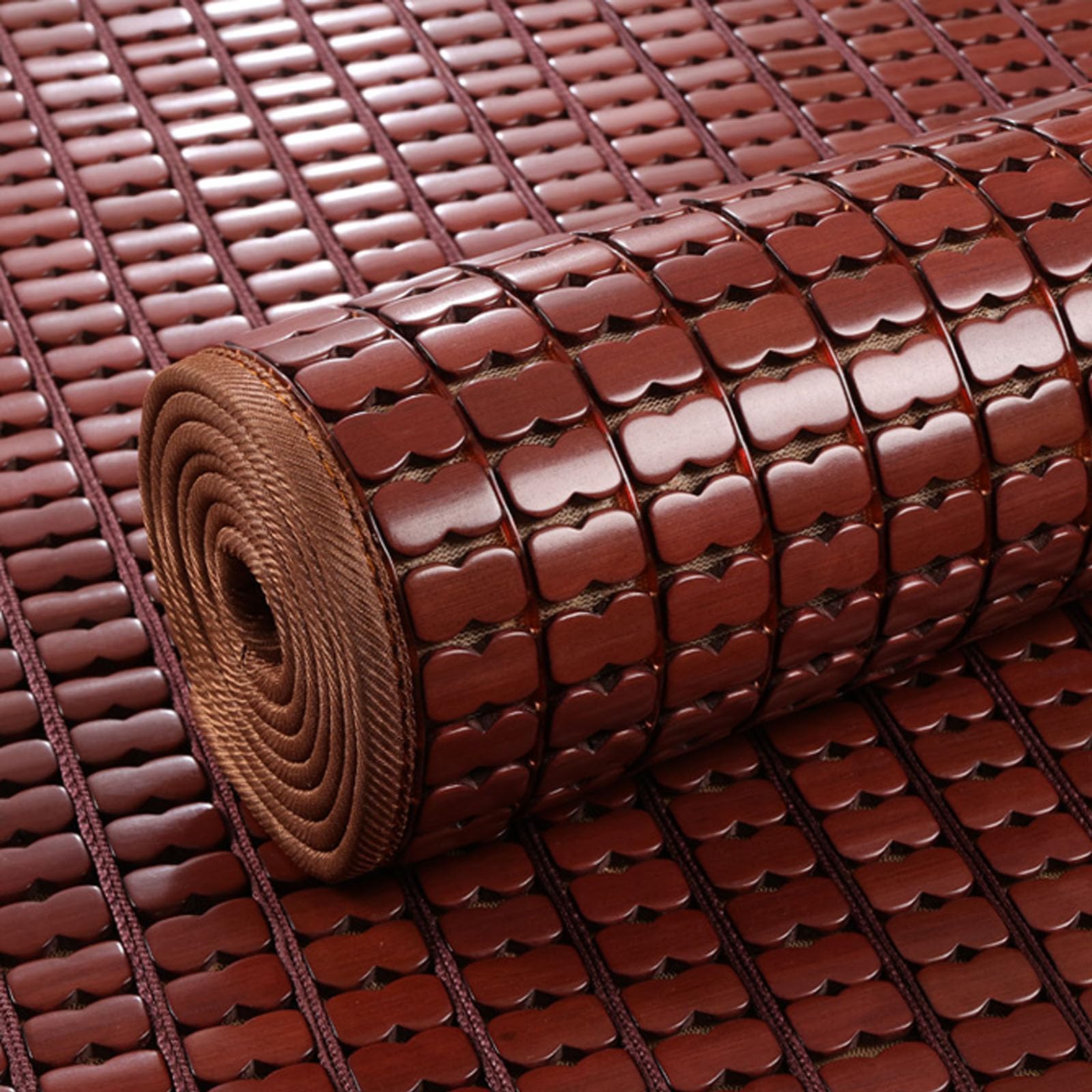 Esterilla refrescante de bambú de 90x180cm y cojín de ratán plegable para sofá y coche