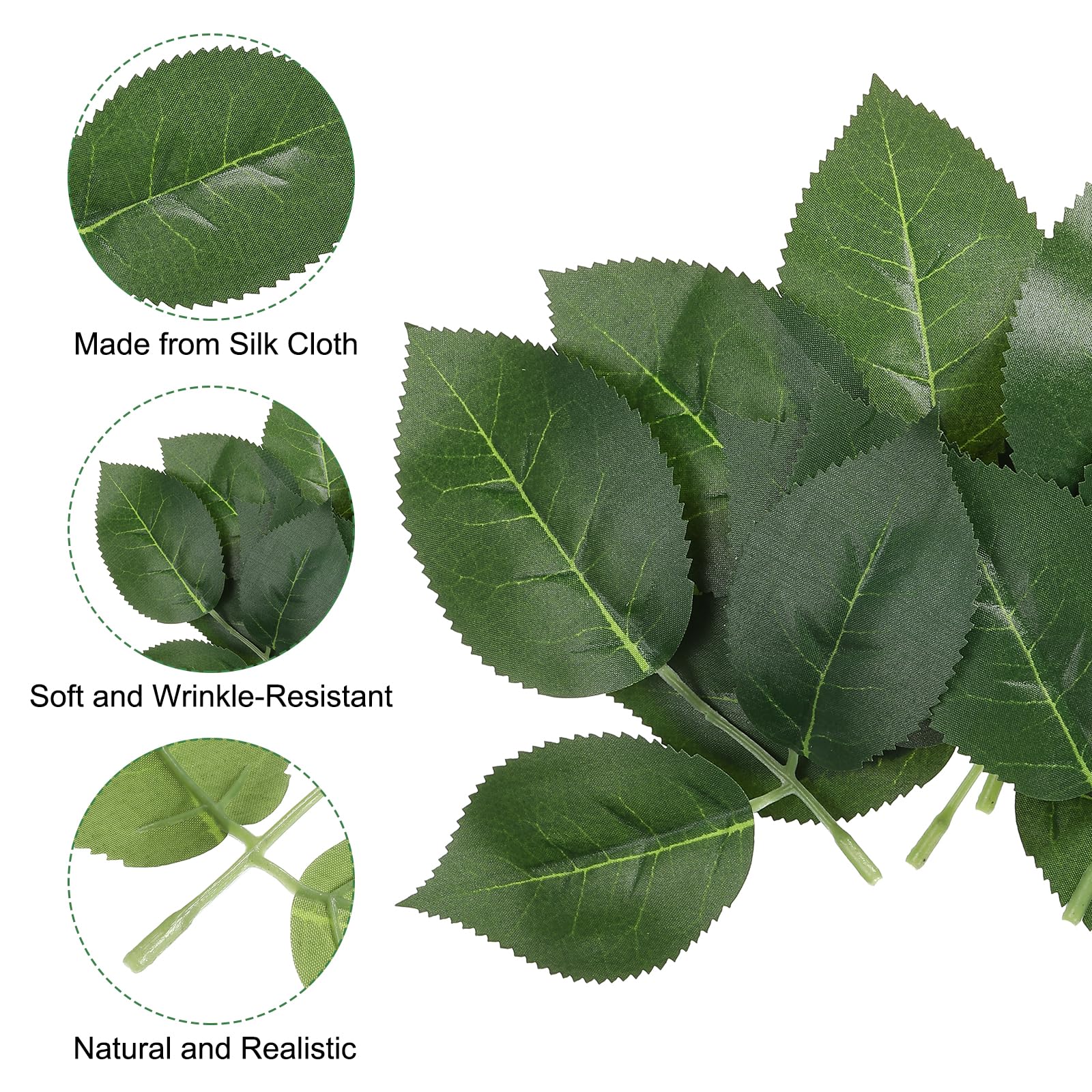 PATIKIL 6.3x6.3 Artificial Silk Rose Leaf - Image 4