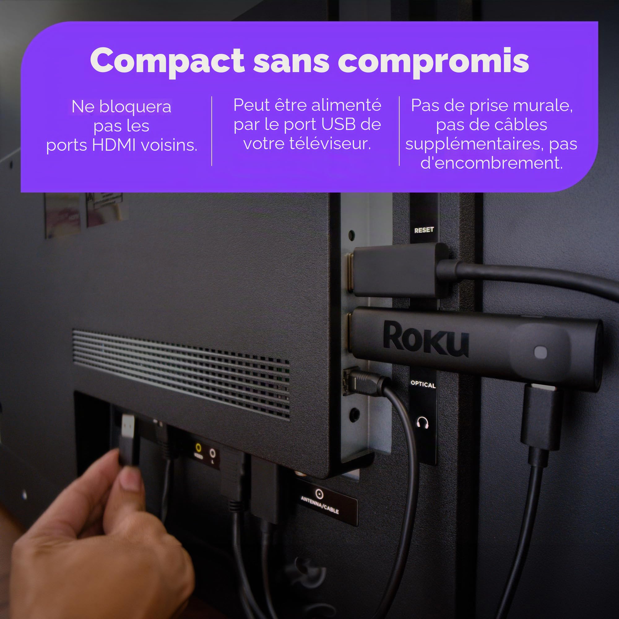 Roku® Streaming Stick™ Plus 2025 – Appareil de Streaming Roku 4K et HDR pour TV avec télécommande vocale – TV Gratuite et en Direct